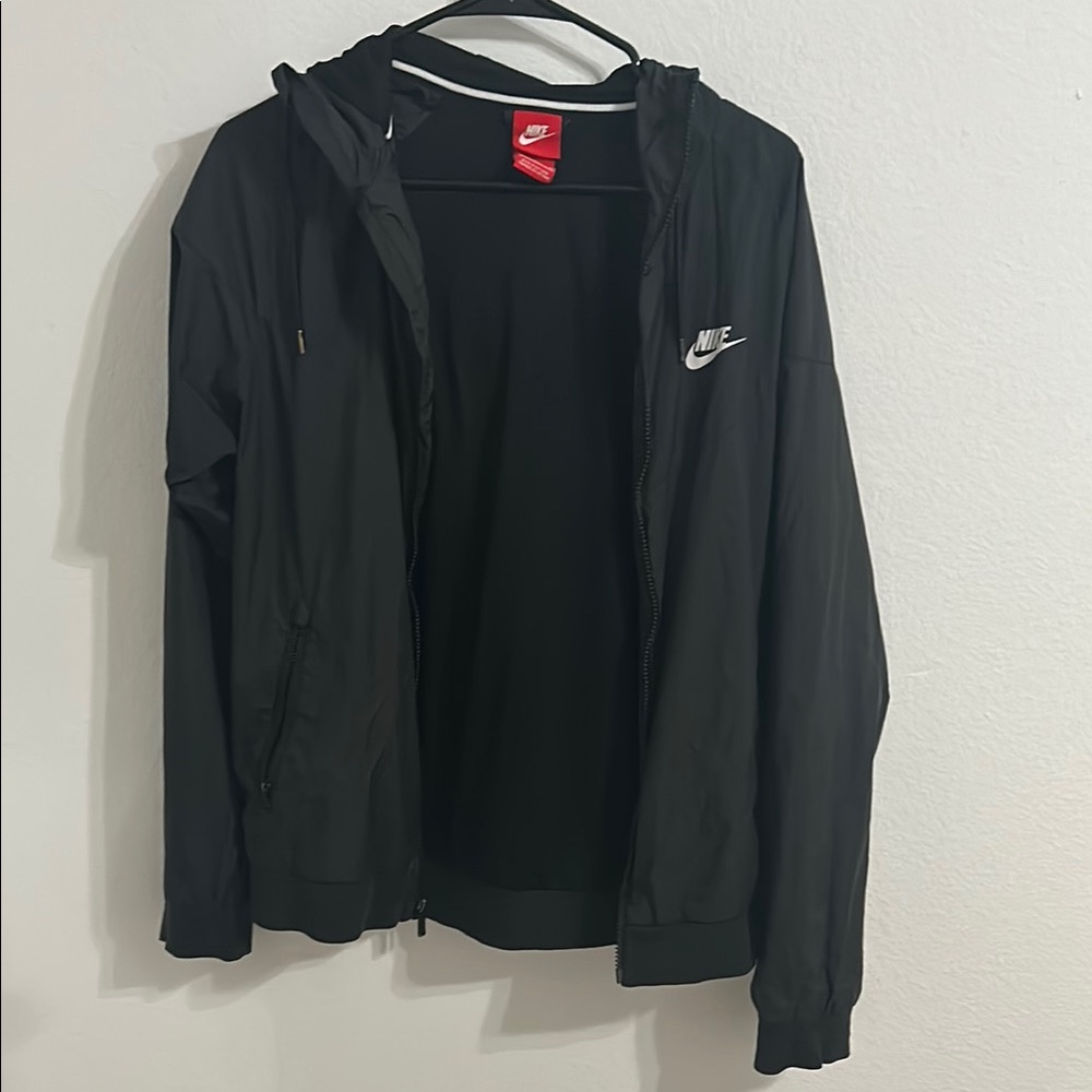 Nike Black Bomber Jacket with Hood and Zipper